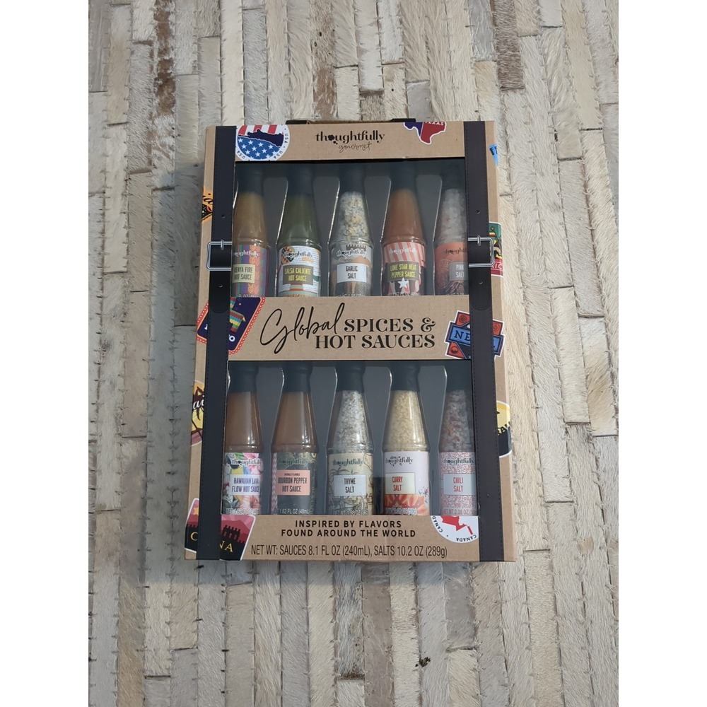 Thoughtfully Gourmet Global Spices & Hot Sauces Gift Set Multi Vegan 10 Pack